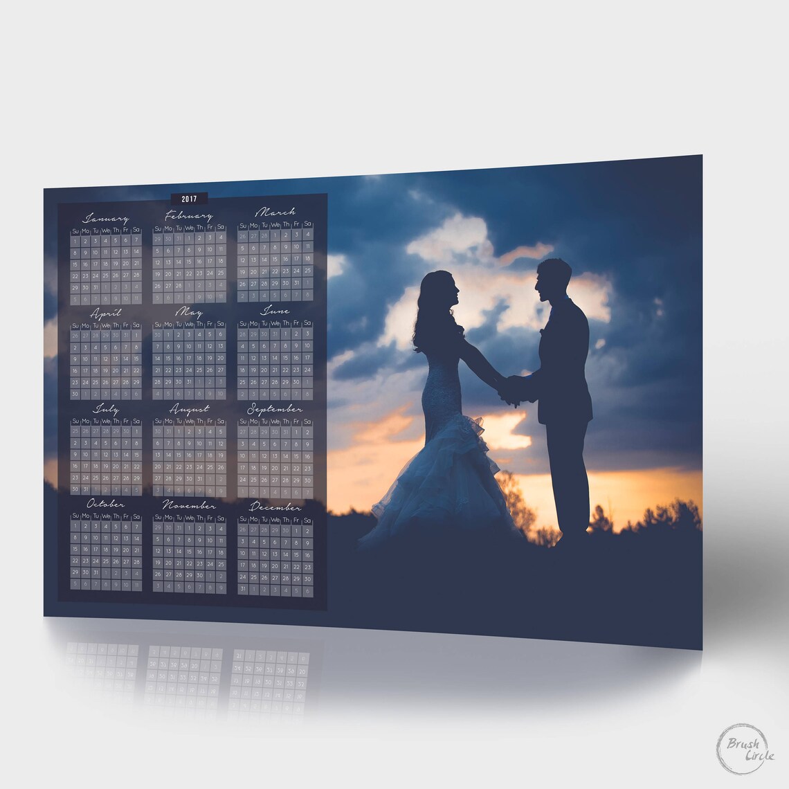 2017 2018 Calendar Template 12x18 Photo Simple Wall Etsy
