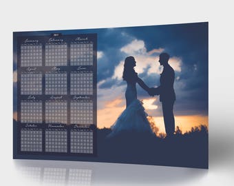 2017 + 2018 Calendar Template - 12x18 Photo Simple Wall Calendar, Wedding Calendar, Photoshop Calendar Printable Digital download - 1107