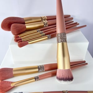 Rosa Rose Gold Strass Glam Make-up Pinsel-Set