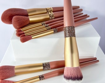 Rosa Rose Gold Strass Glam Make-up Pinsel-Set