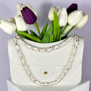 Couette blanche, sac à main, vase, sac à main, vase à fleurs, sac à main de luxe, vase pour jardinière, vase à fleurs, décoration d'intérieur, cadeaux pour elle, Saint-Valentin