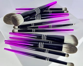 Rosa und schwarze Ombré Strass Glam Make-up Pinsel-Set