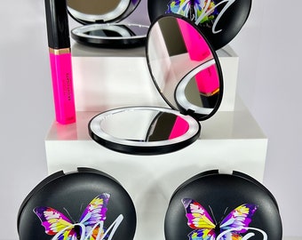 Personalized LED Light Compact Mirrors Travel Makeup Mirror with Light