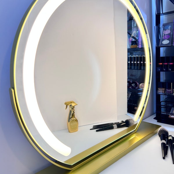 Miroir de courtoisie avec lumières - Très grand miroir lumineux XL pour bureau, chambre à coucher, dessus de table de dressing, miroir lumineux