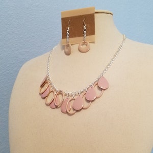 Necklace Earrings Rose Enamel 2991