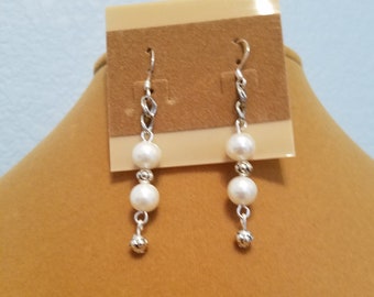 White Pearl Earrings 4694