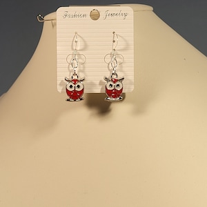 Red Owl Earrings 6980