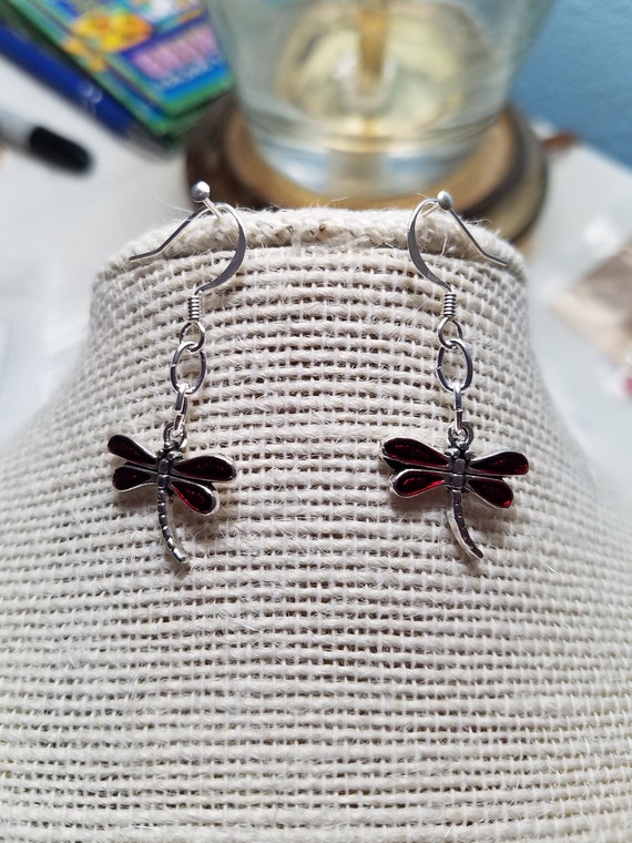 Burgundy Dragonfly Earrings Burgundy Dragonfly Earrings