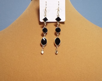 Black Enamel Earrings 4889