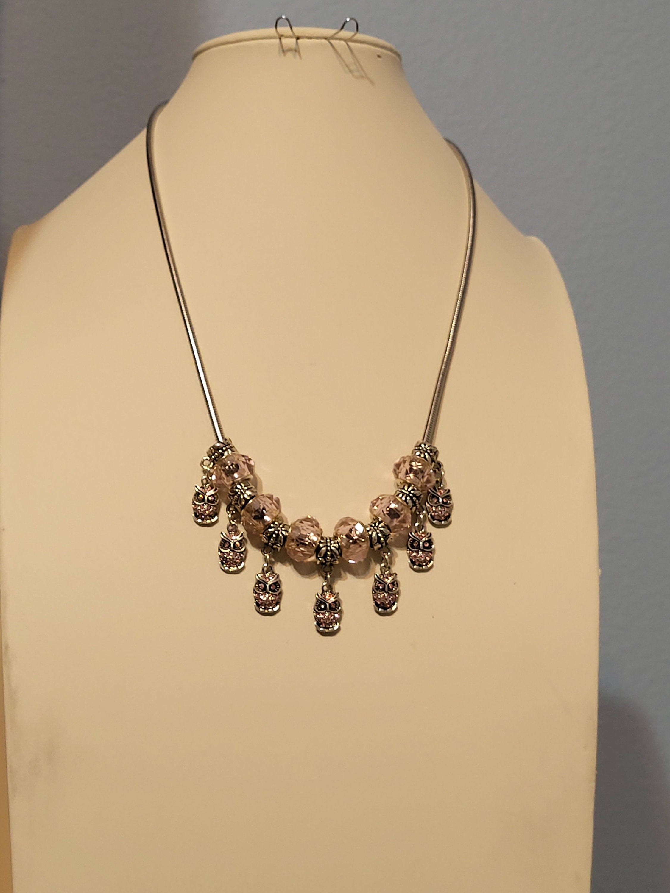 Pink Owl Necklace 6667