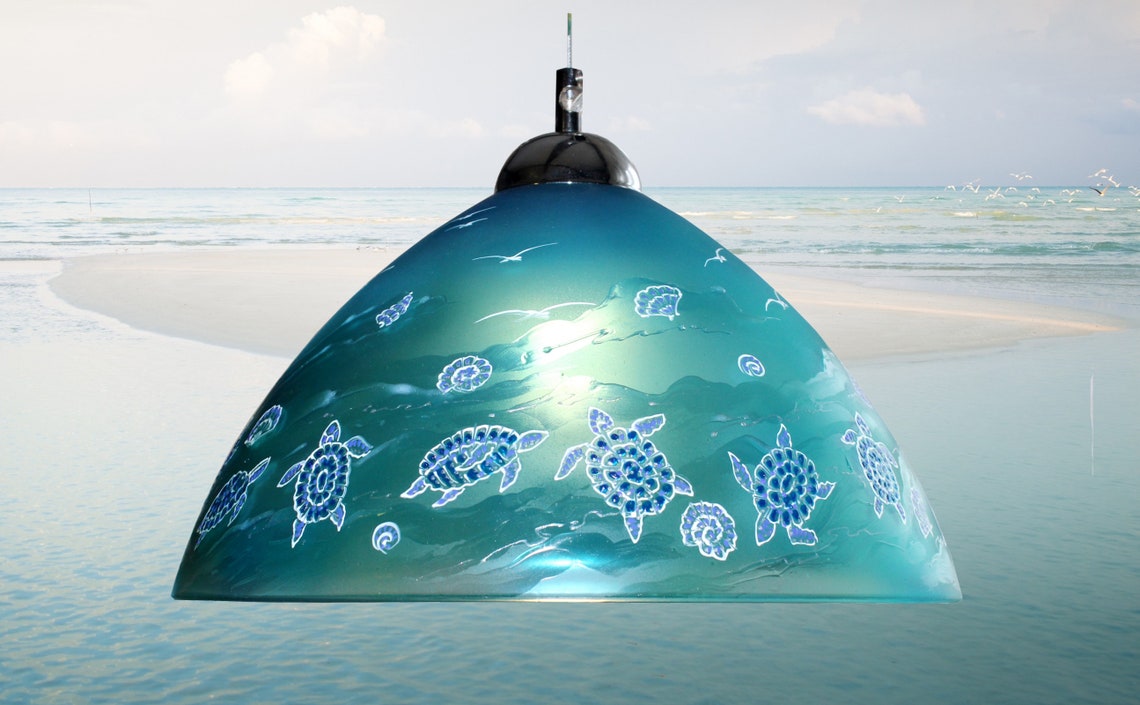 Beach Ceiling Light Glass lamp Shade Kitchen Lighting Pendant Etsy