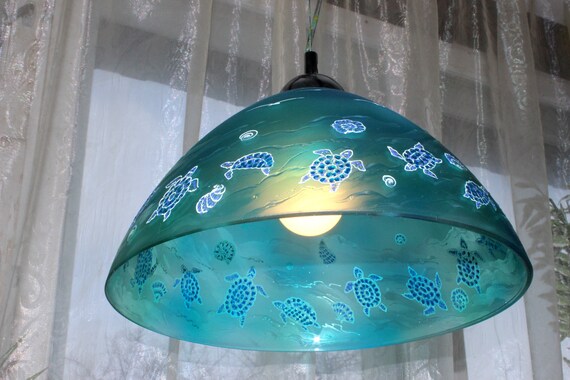 Beach Ceiling Light Glass Lamp Shade Kitchen Lighting Pendant Lights Stained Glass Lamp Chandelier Lighting Lighting Fixtures Lampshade