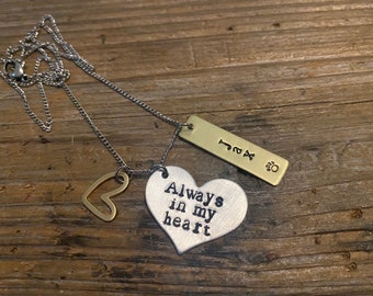 Loss of a  pet or loved one memorial necklace. Always in my heart