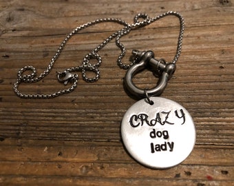 Marine shackle crazy dog or cat lady necklace