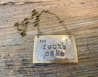 for fuck’s sake two tone necklace.