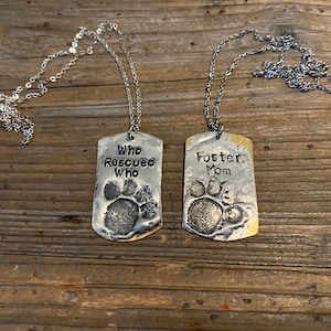 Paw print word necklace