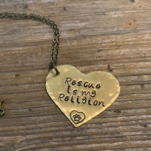 Rescue is my religion necklace