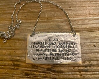 Beautifully Broken phrase necklace