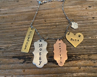 Name charm necklace.