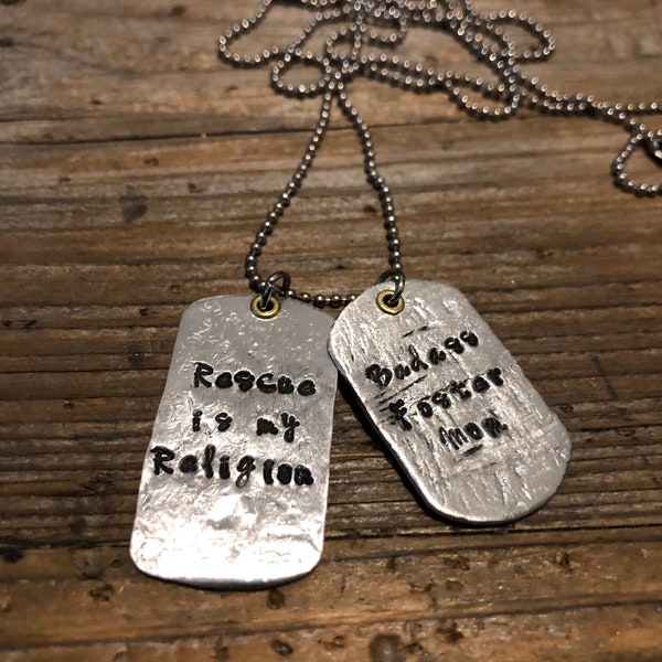 Distressed dog tag necklace