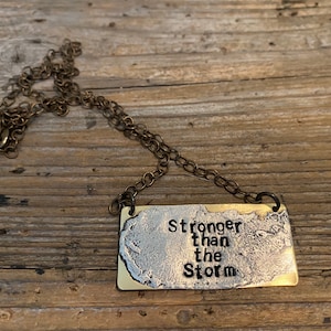 Stronger than the storm rectangle necklace