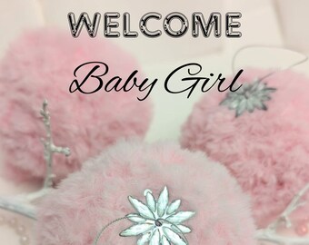 Baby Girl Shower ornaments / Handmade decorations / Faux Fur Baubles / Home decor pink / Shatter-Resistant Round Ornaments Set of 6