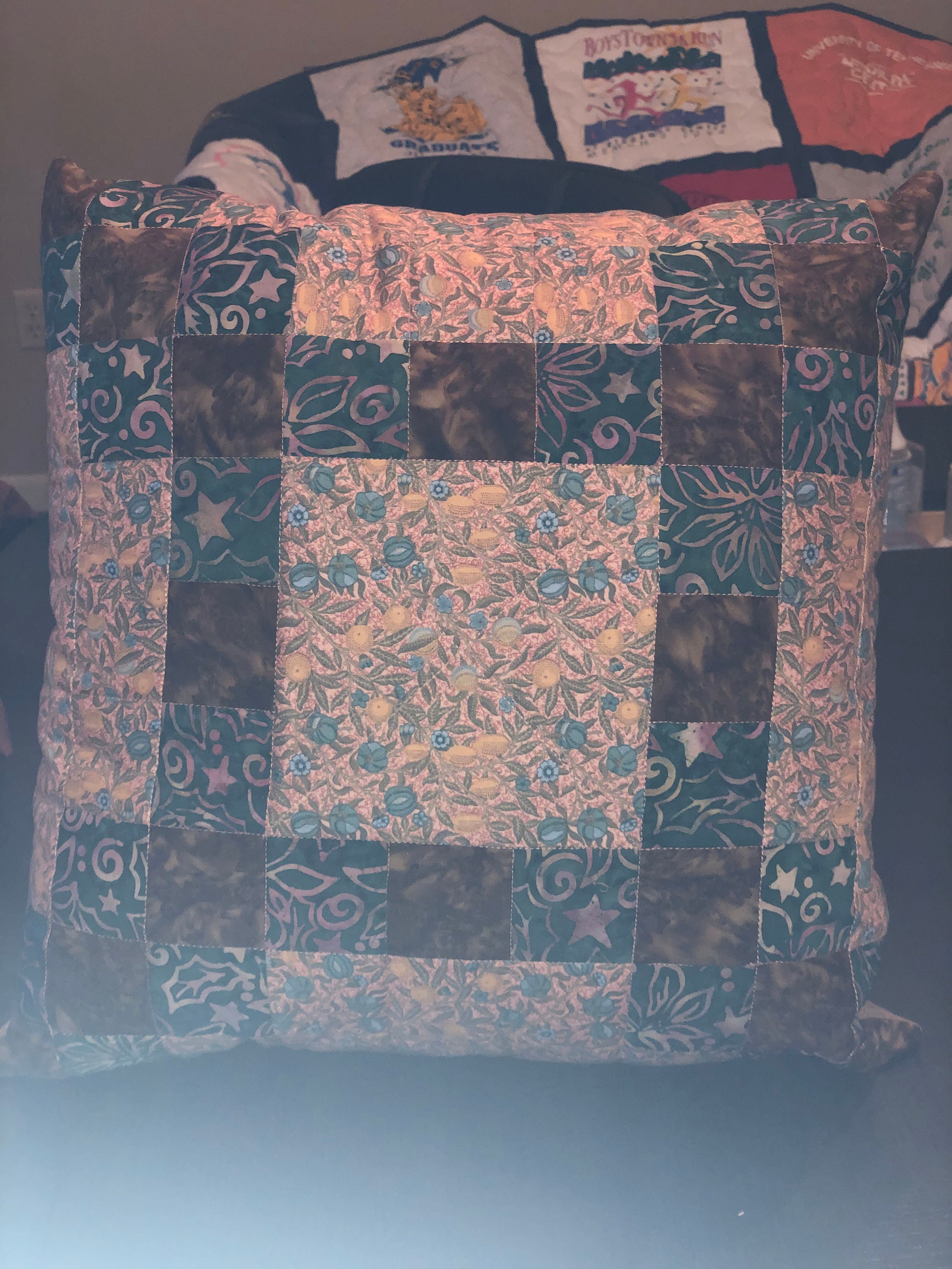 Quilted Pillow Cover With Pillow Etsy