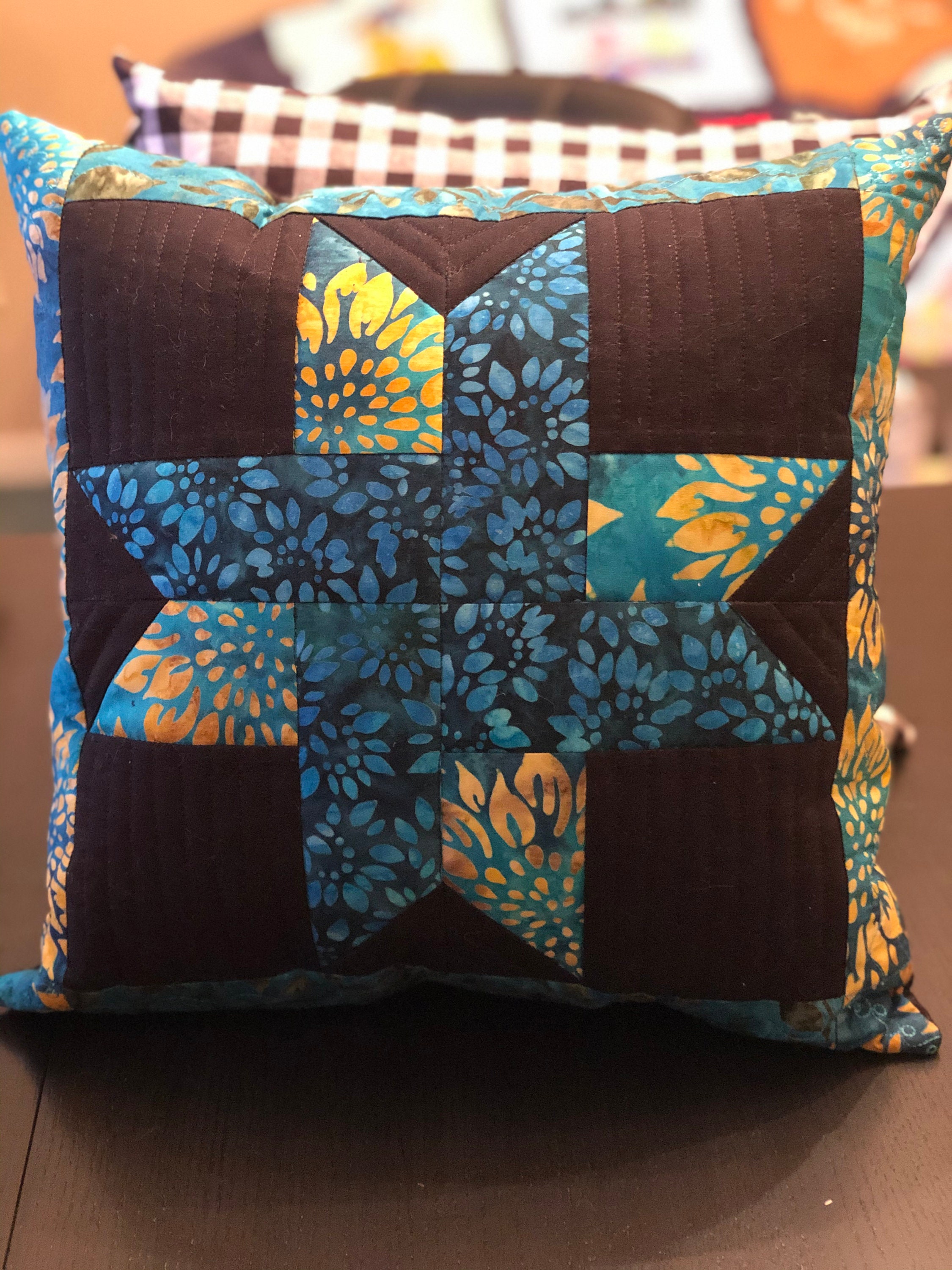 Quilted Pillow Cover With Pillow Etsy