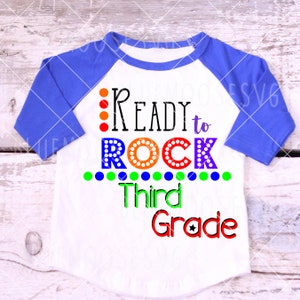 Ready to Rock Third Grade, back to school shirt, back to school design, 3rd grade design
