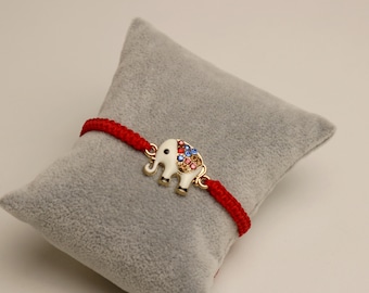 Pulsera roja, pulseras de macramé con elefante, regalo
