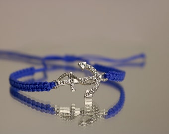 Pulsera de macramé, pulseras con dije de ancla, regalo para él