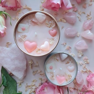 Love Letters, Crystal Candle with Rose Quartz & scented with Clouds