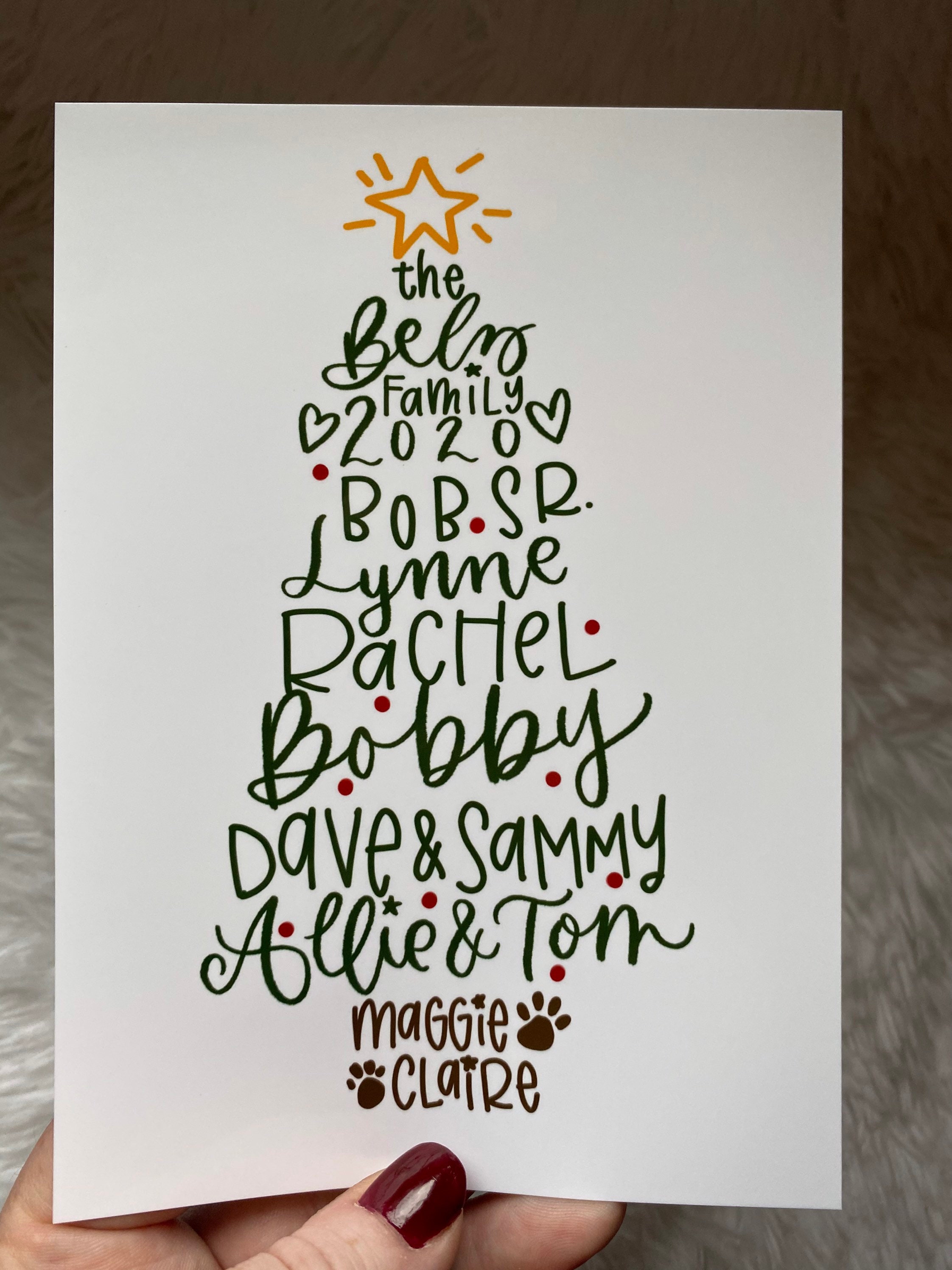 Custom Family Name Christmas tree print Etsy.de