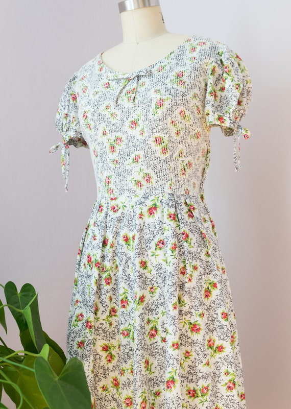 1950's Puffed Sleeve Rose Dress by Toni Todd - image 3