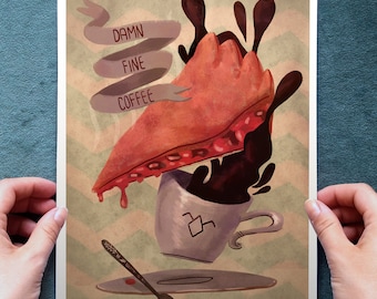 Twin Peaks print - Damn Fine Coffee - Affiche de la série TV - Coffee Art - A4 Print