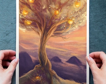 Golden Apple's Tree - Ancient Greek Mythology Wall Art - Botanical Art - Witchy Decor - Fantasy Art