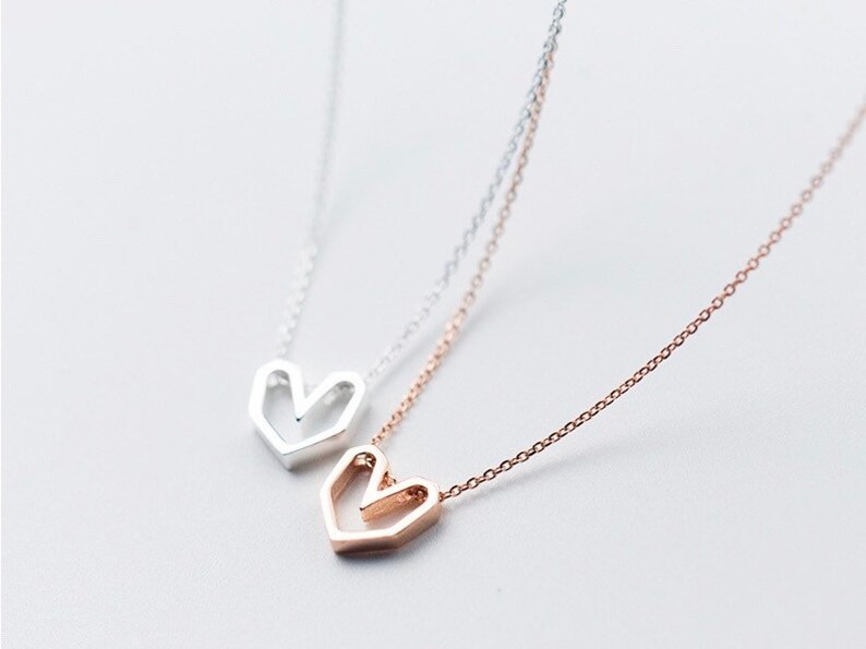 Heart Geometry Necklace 925 Sterling Silver Jewelry for Women Girlfriend Gift Anniversary Gift