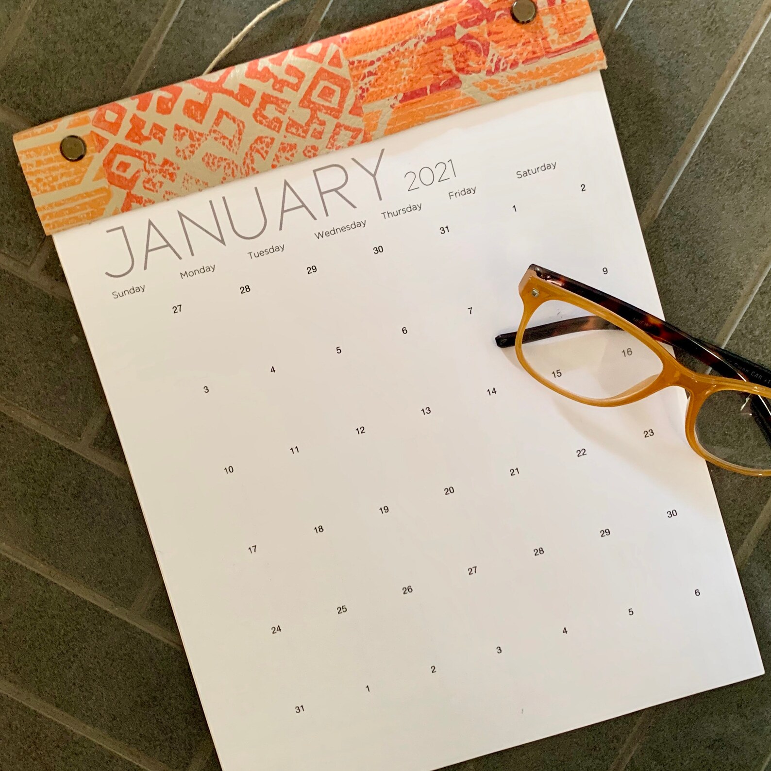 2021 Monthly Desk or Wall Calendar Leather Bound with Linocut | Etsy