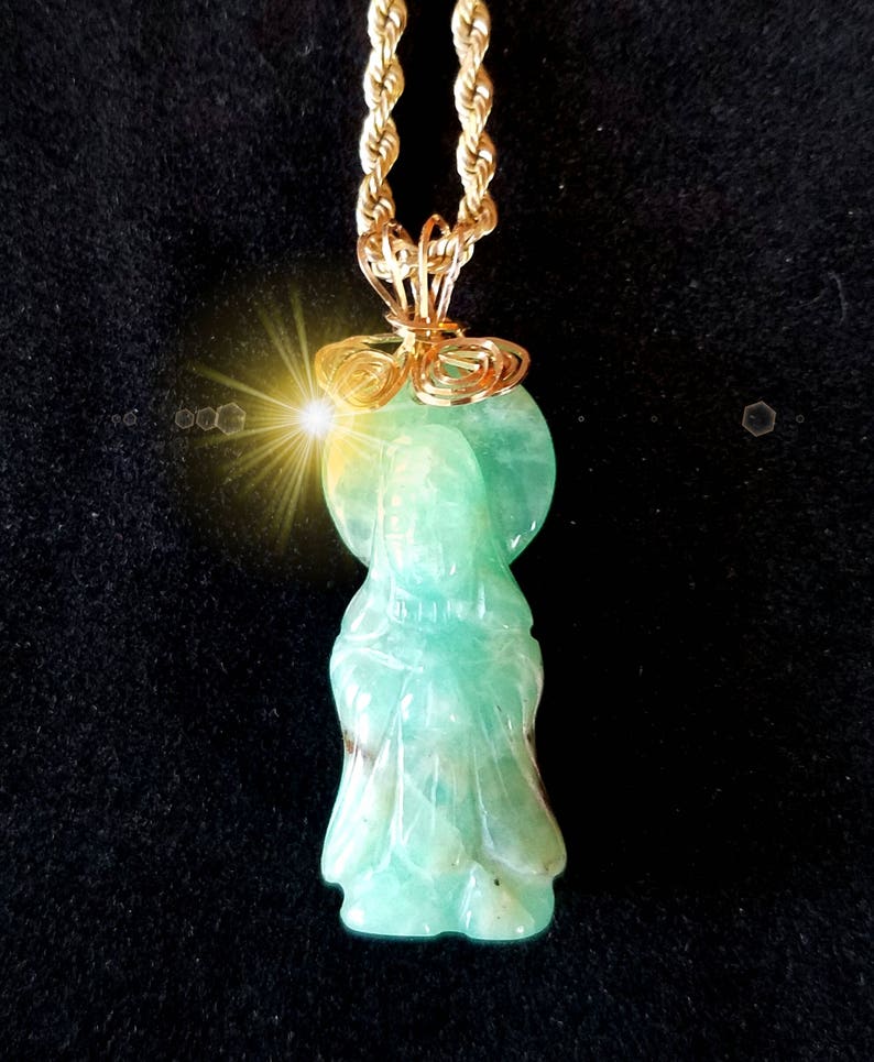 Apple Green Jade Pendant Pendent Jadeite Necklace With 14 Kt Gf Bail