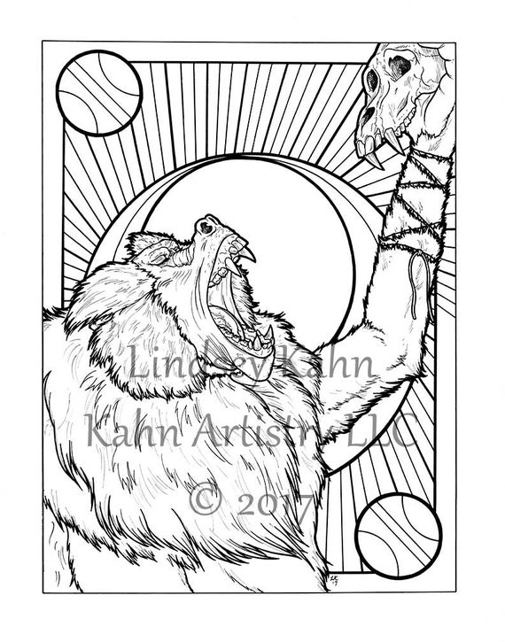 Coloring Page Download From Coloring Book For Adults Seven Deadly Sins Wrath Angry Hamadryas Baboon Ape Monkey Primate