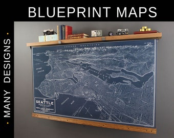 TV Cover.  BLUEPRINT Maps.  TOPO Maps.  Vintage and Modern.  Custom Designs.  Made to Order.