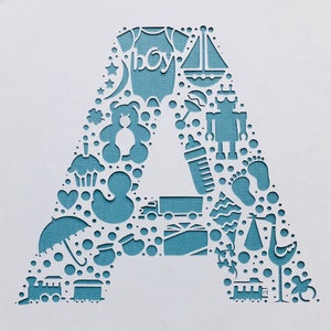 Letter Baby Boy - Corte de papel enmarcado