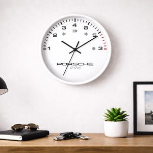 Porsche 996 Tachometer Wall Clock | Automotive Gauge Decor, Wood Frame Clocks
