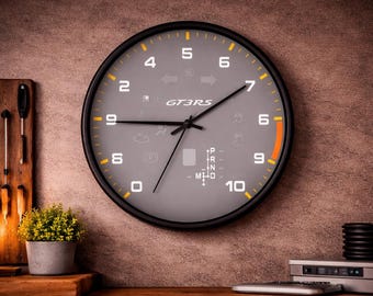 Horloge murale Porsche GT3 RS Motorsport – Décoration automobile inspirée de la course automobile