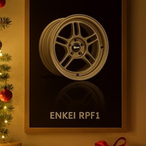 JDM Motorsport Poster, Enkei Racing Wandkunst, Geschenk für Auto-Enthusiasten, Matte Vertikale Poster, Leichtmetallfelgen-Dekor, Garagendruck, Automobilkunst