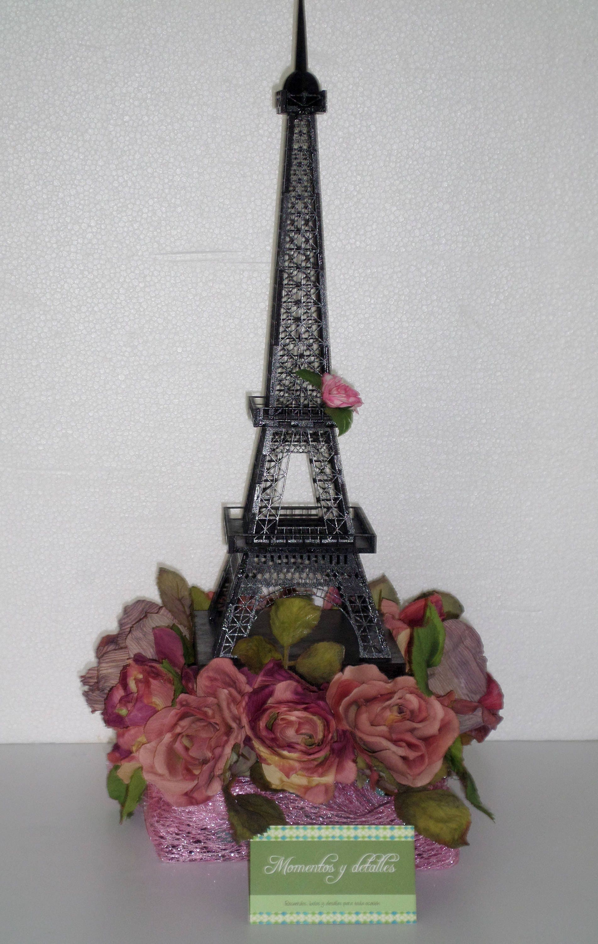 Eiffel Tower Centerpiece With Flowers Quinceanera Etsy