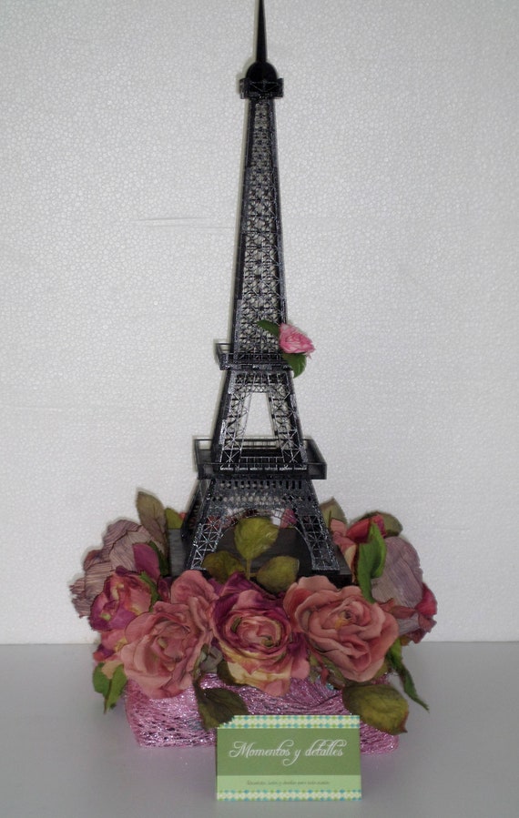 Eiffel Tower Table Center With Flowers Quinceanera Center Etsy