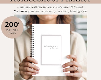 Printable Homeschool Planner | Teacher Planner | Student Planner | Homeschool Printable PDF Download | Lesson Planner | Minimalist Organizer