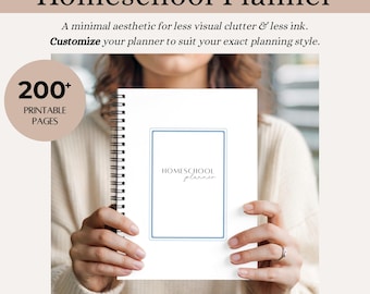 Printable Homeschool Planner PDF | Homeschool Lesson Planner | Weekly Daily Schedule | Minimalist Homeschool Organizer | Student Planner