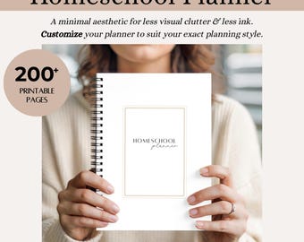 Printable Homeschool Planner | Teacher Planner | Student Planner | Homeschool Printable PDF Download | Lesson Planner | Minimalist Organizer